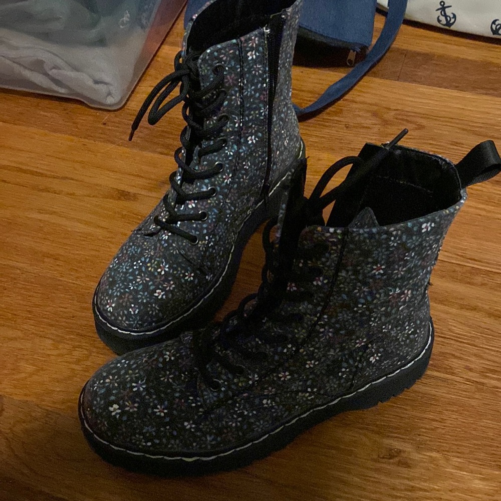 EUC floral combat boots